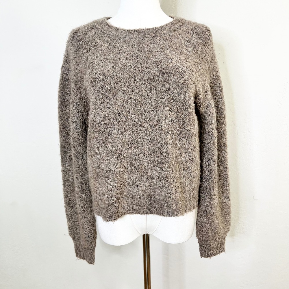 Bella Dahl Brown Boucle Knit Crew Neck Sweater B4904-F33-300 Size Small